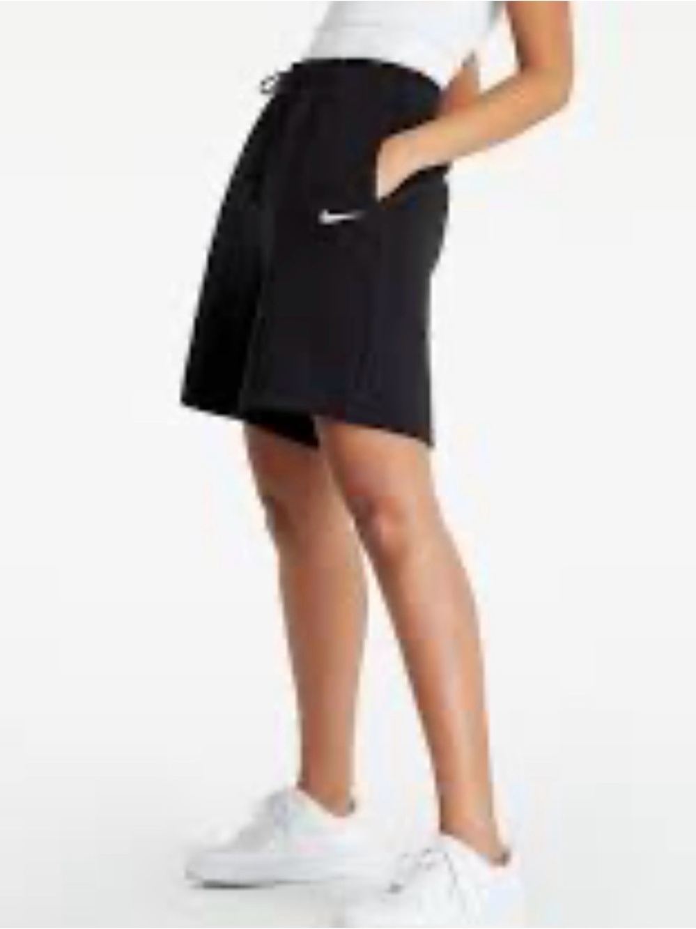 Nike Women Essential Fleece Heritage Shorts DM6123-010 Black White Size XS Ex-Sm